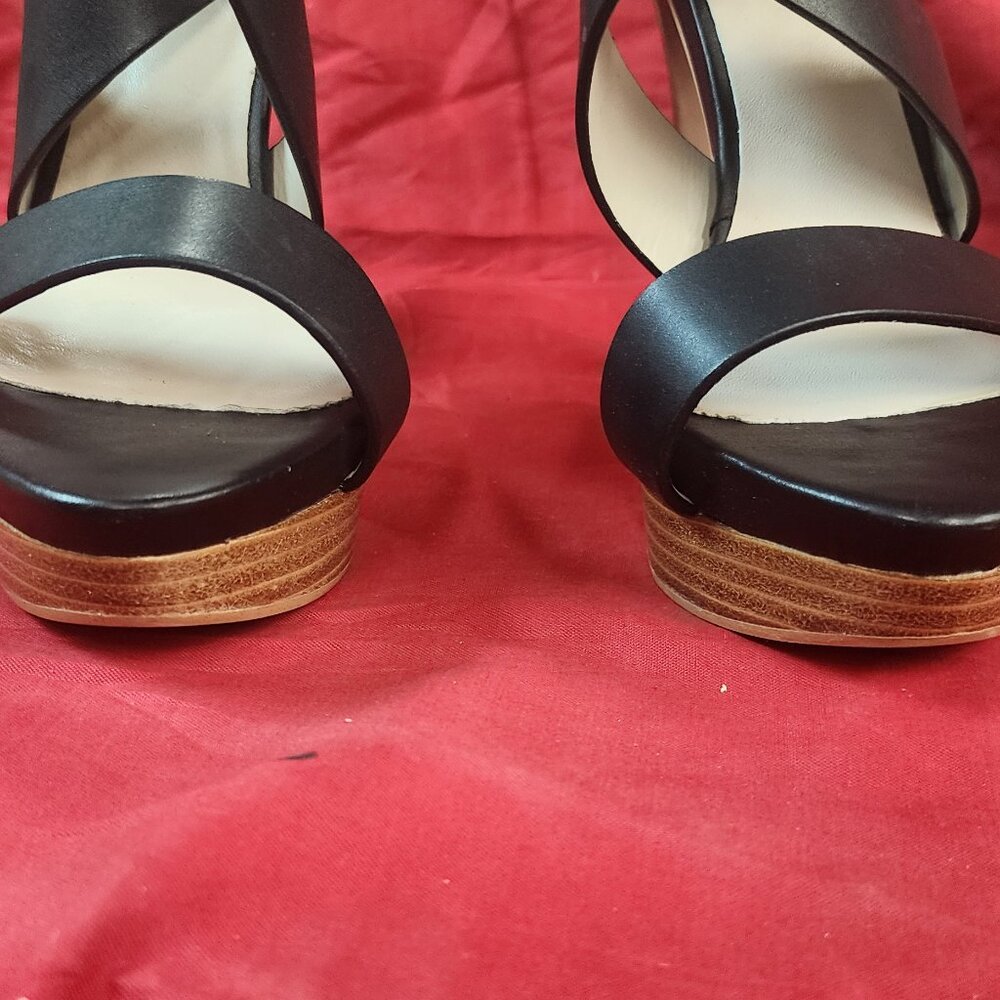 Aldo Wood Platform Black Straps Sandal Heels 8.5 Good Condition - Picture 3 of 8
